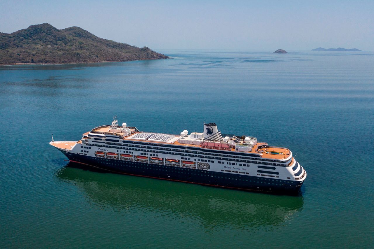 Holland America's Zaandam cruise ship enters Panama Bay on Friday, March 27.