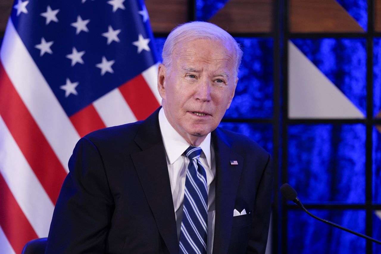 President Joe Biden speaks as he meets with Israeli Prime Minister Benjamin Netanyahu, on October 18, in Tel Aviv, Israel.