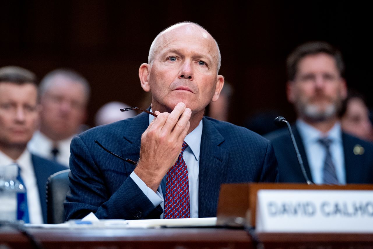 Boeing CEO Dave Calhoun appears before a Senate Homeland Security and Governmental Affairs Investigations Subcommittee hearing on Boeing's broken safety culture on Capitol Hill on June 18, 2024 in Washington, DC. 