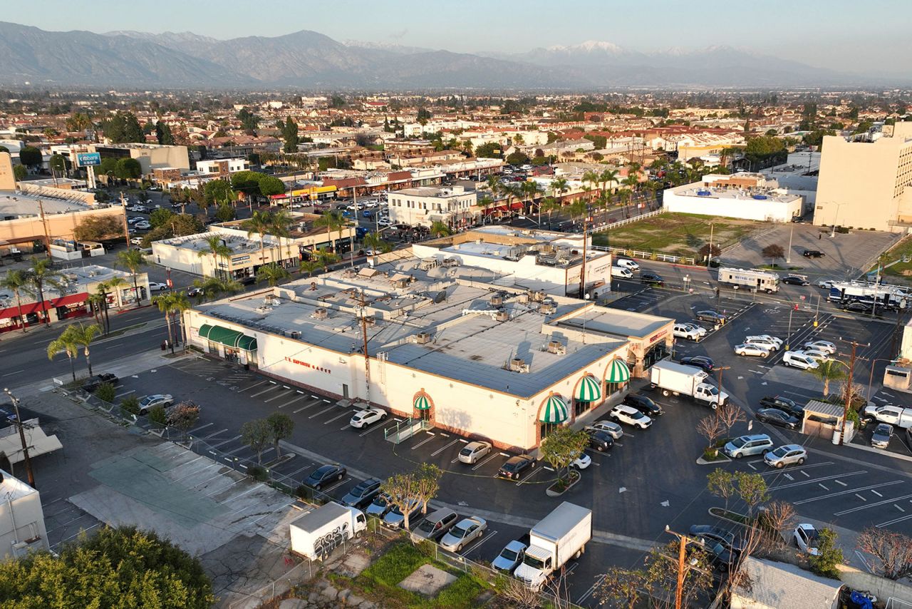 An aerial view of the Star Ballroom Dance Studio on January 22 in Monterey Park, California. 