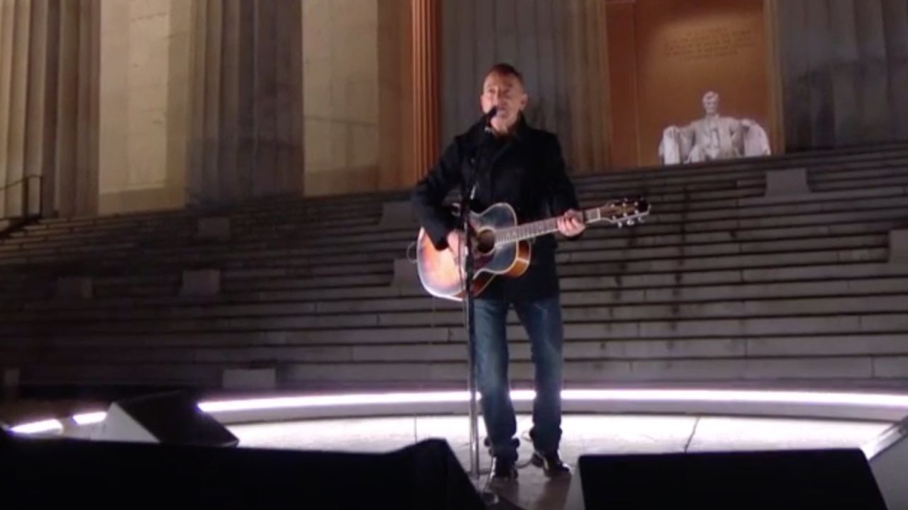 Bruce Springsteen performs at the Celebrating America concert special at the Lincoln Memorial in Washington.