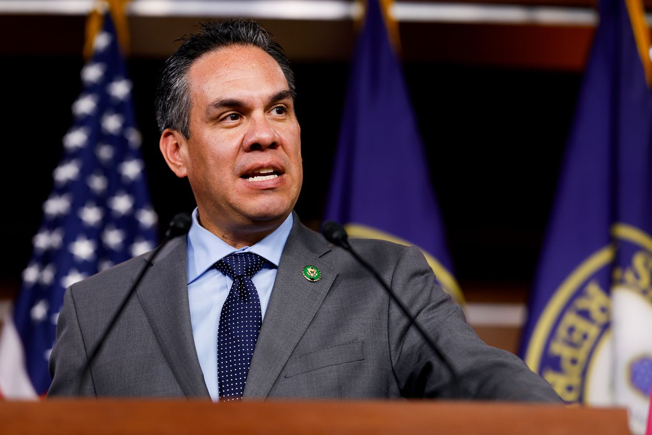 House Democratic Caucus Chair Pete Aguilar speaks during a press conference on September 29. 