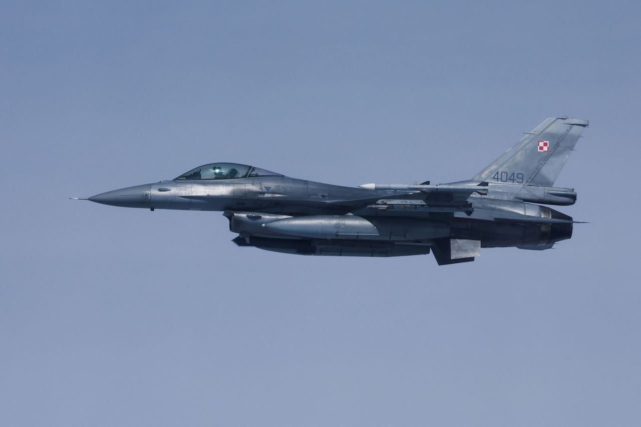 A Polish Air Force fighter?jet?F16 flies in the airspace of Poland as part of?NATO's enhanced Air Policing (eAP) to secure the skies over Baltic allies, March 29.