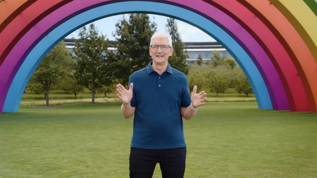 Tim Cook speaks at the beginning of Apple's "Glow" event on September 9.