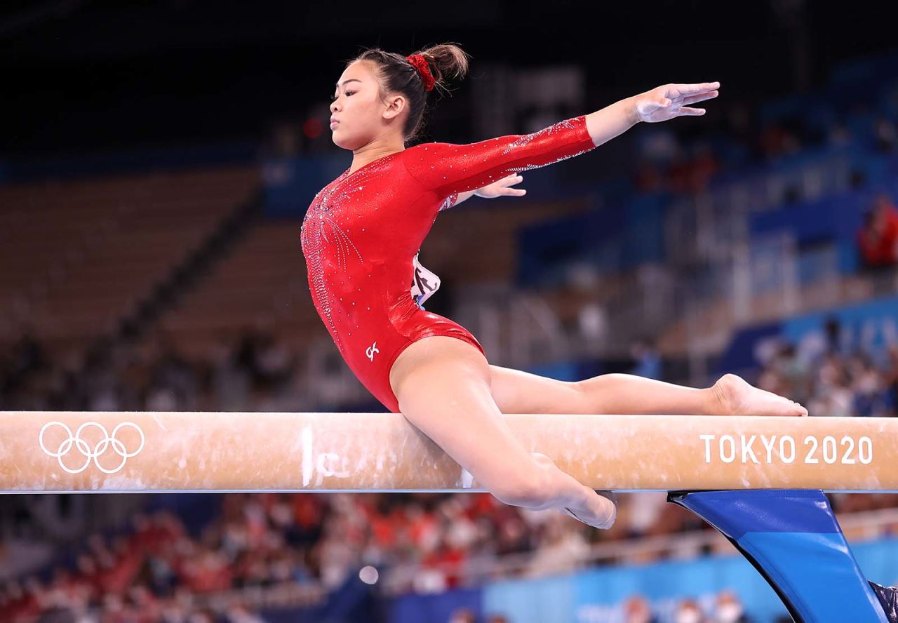 Team USA's Sunisa Lee competes during the women's balance beam final on August 3. 