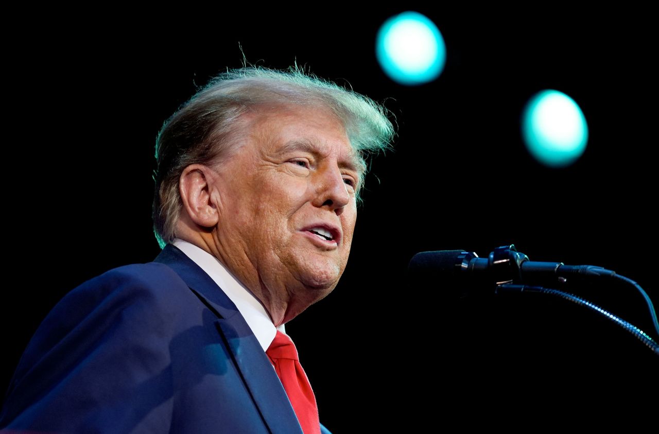 Former President Donald Trump speaks at a campaign event in Rochester, New Hampshire, on Sunday. 