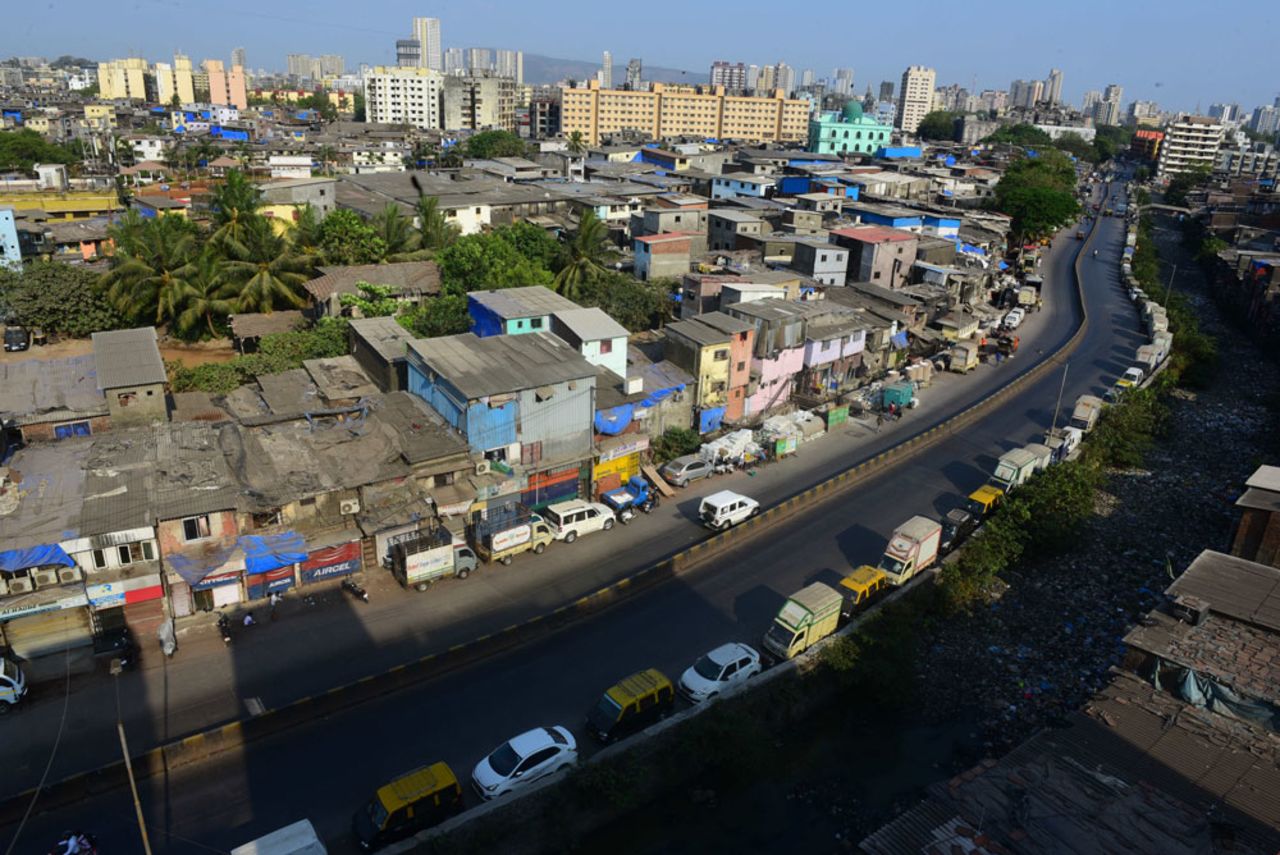 A deserted View of Mahim Dharavi Link road during restrictions on citizen's movement due to the coronavirus pandemic on March 30, near Mumbai, India. 
