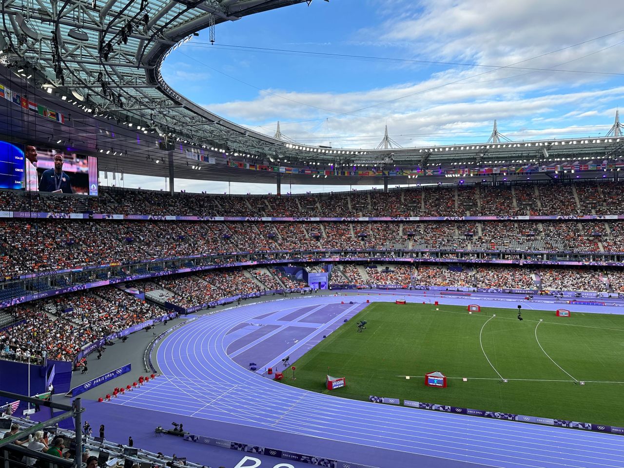 Dutch fans out in force on Thursday at the Stade de France to support Femke Bol of the Netherlands.