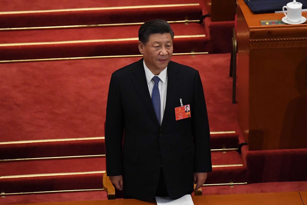China's President Xi Jinping arrives during the second plenary session of the National Peoples Congress at the Great Hall of the People in Beijing, on Monday, May 25.