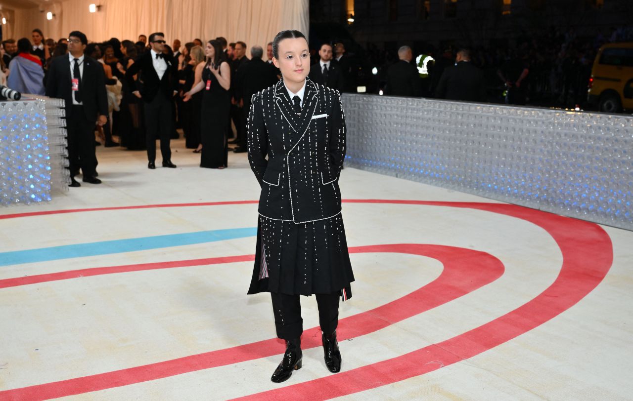 English actress Bella Ramsey arrives for the 2023 Met Gala at the Metropolitan Museum of Art on May 1, in New York City.