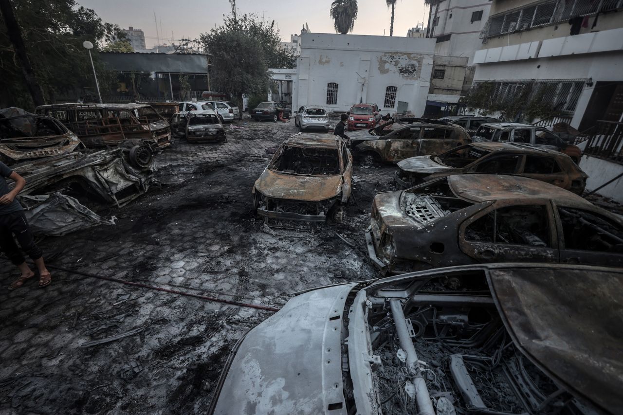 A view of damage on Wednesday at Al-Ahli Baptist Hospital in Gaza City.