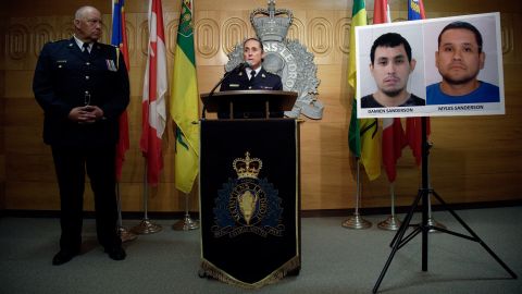 Manhunt Underway In Canada After Deadly Mass Stabbing | CNN 8 Assistant Commissioner Rhonda Blackmore speaks next to Regina Police Chief Evan Bray during a news conference in Regina, Saskatchewan, on Sunday.
