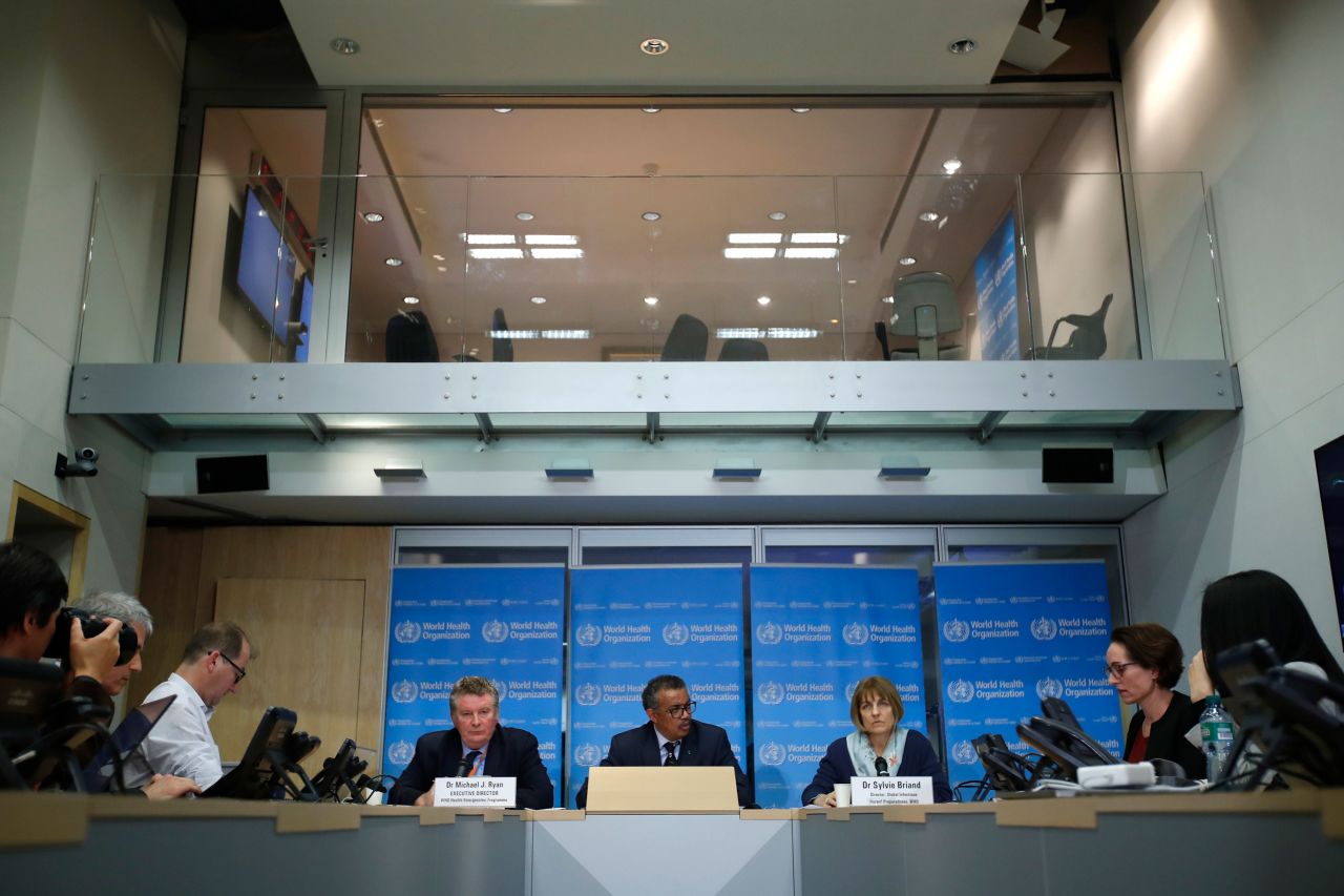 Officials with the World Health Organization talk to reporters on Tuesday.