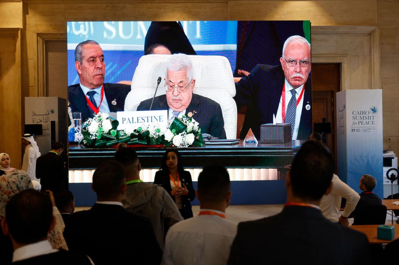 Palestinian Authority President Mahmoud Abbas attends the International Peace Summit in Cairo on Saturday.