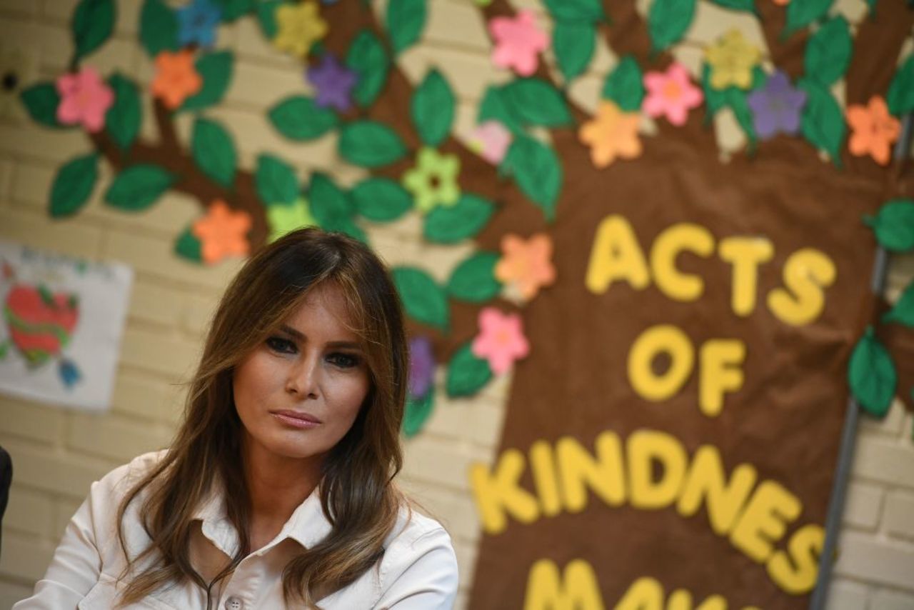 First lady Melania Trump takes part in a roundtable discussion at Luthern Social Services of the South's Upbring New Hope Children Center in McAllen, Texas on June 21, 2018. 