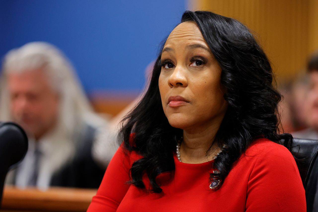 Fulton County District Attorney Fani Willis looks on during a hearing in the case of the State of Georgia v. Donald John Trump at the Fulton County Courthouse on March 1, in Atlanta.?