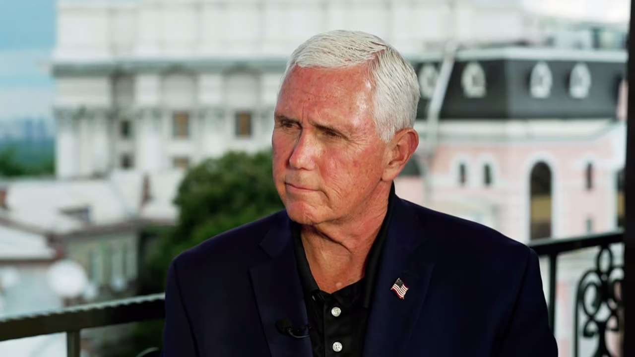  Pence speaks with CNN's Erin  Erin Burnett in Kyiv on Thursday, June 29, during a surprise visit to Ukraine. 