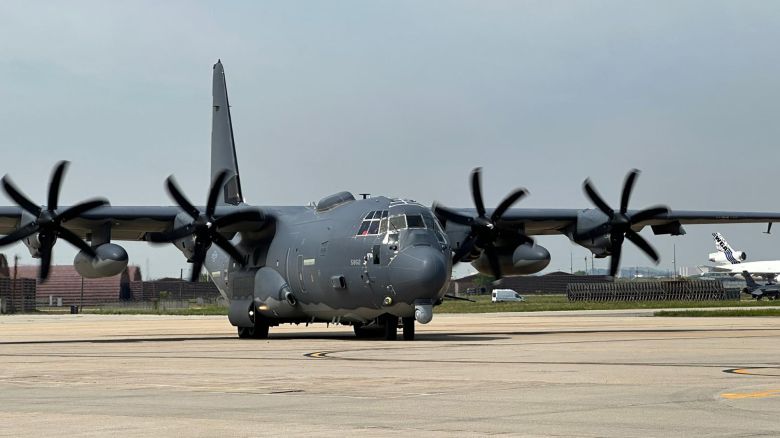 A US Air Force AC-130J taxis at Osan Air Base, South Korea, during an exercise in early June 2024
