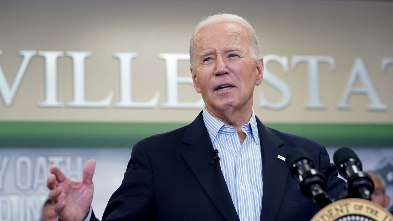 President Joe Biden speaks during his visit to the US-Mexico border in Brownsville, Texas, on February 29.