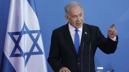 Israeli Prime Minister Benjamin Netanyahu speaks to the media following talks at the Chancellery in Berlin, Germany on March 16, 2023.
