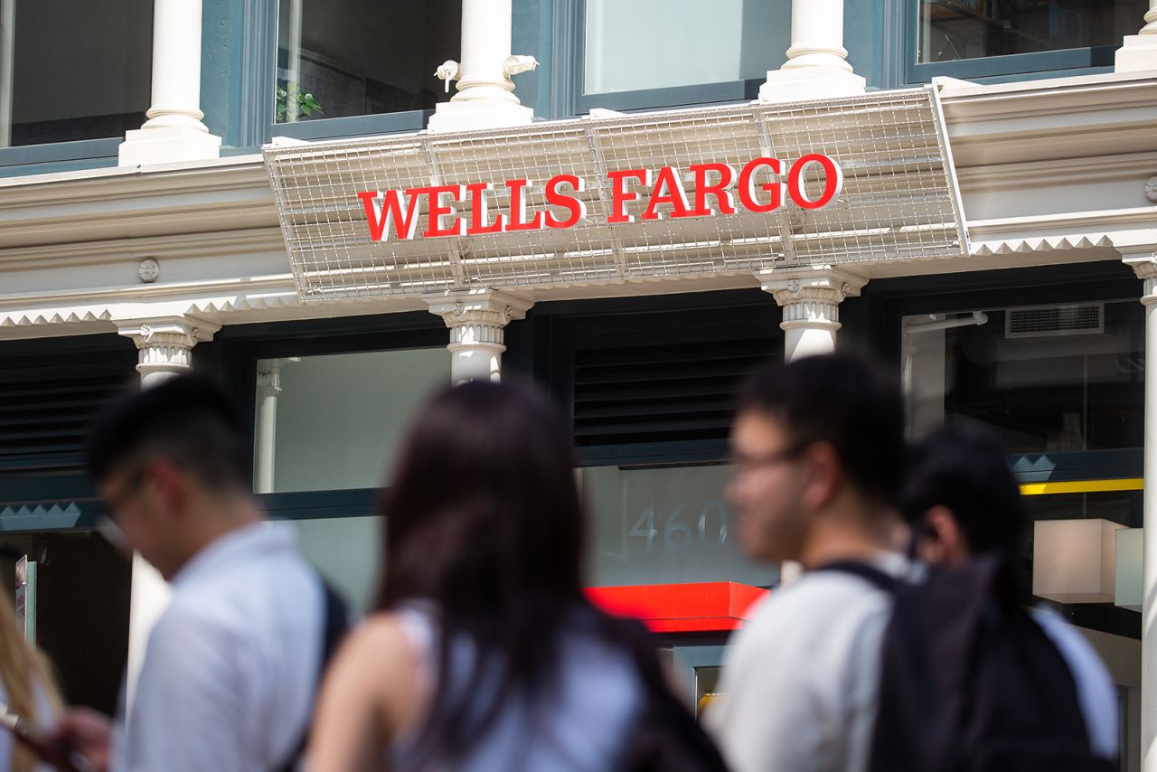 A Wells Fargo bank branch in New York, on Monday, July 3.