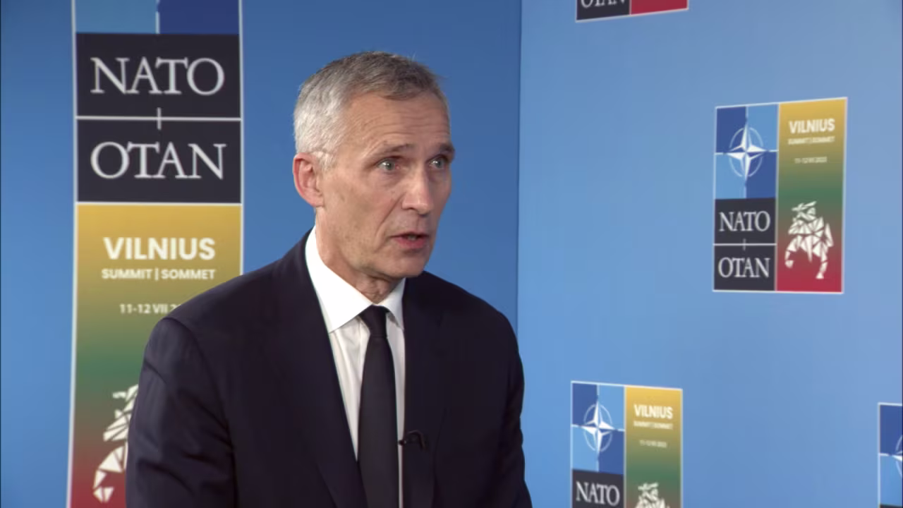 NATO Secretary General Jens Stoltenberg speaks during an interview on Wednesday.