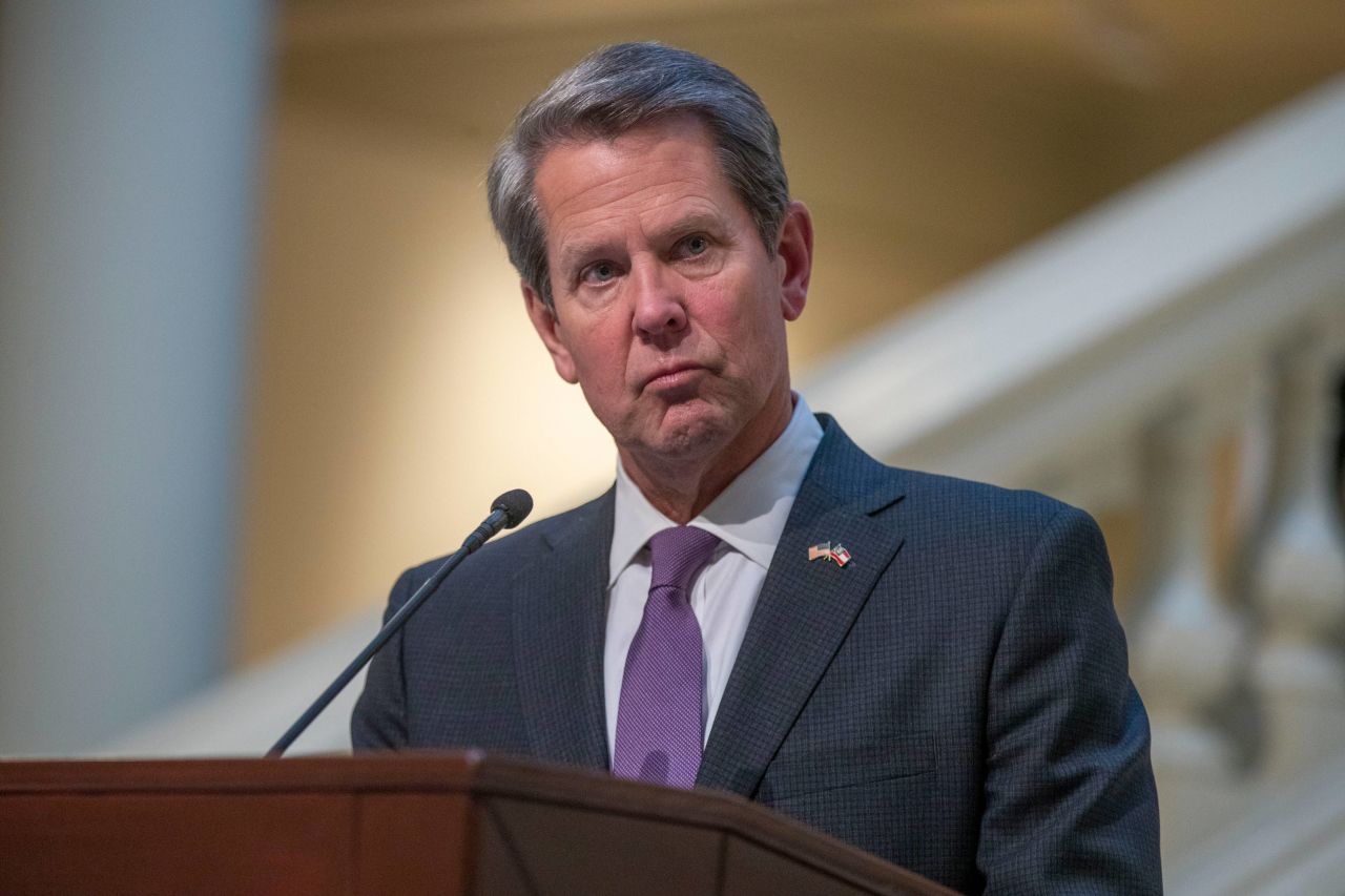 Georgia Gov. Brian Kemp speaks during a news conference at the Georgia State Capitol in Atlanta on March 16.