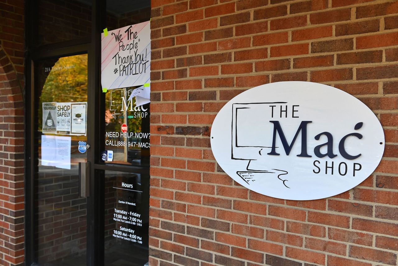 This photo shows "The Mac Shop" in Wilmington, Delaware in October 2020, where Hunter Biden brought his laptop in for repairs in April 2019 but never picked up.