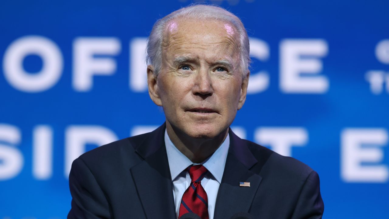 President-elect Joe Biden speaks at the Queen Theater on December 8 in Wilmington, Delaware. 