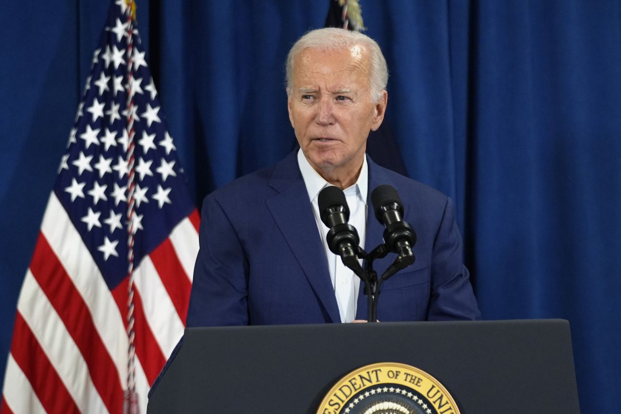 President Joe Biden speaks in Rehoboth Beach, Delaware, on July 13.