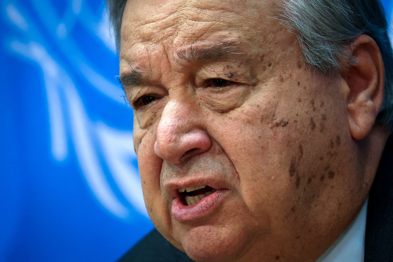 United Nations Secretary General Antonio Guterres speaks during a press conference at U.N. headquarters in New York City, on February 8.