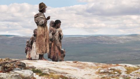 Illustration of the Zlatý kůň/Ranis group. Around 45,000 years ago, individuals from Ranis in Germany and Zlatý kůň in Czechia likely traveled together across the open steppe landscapes of Europe. 
