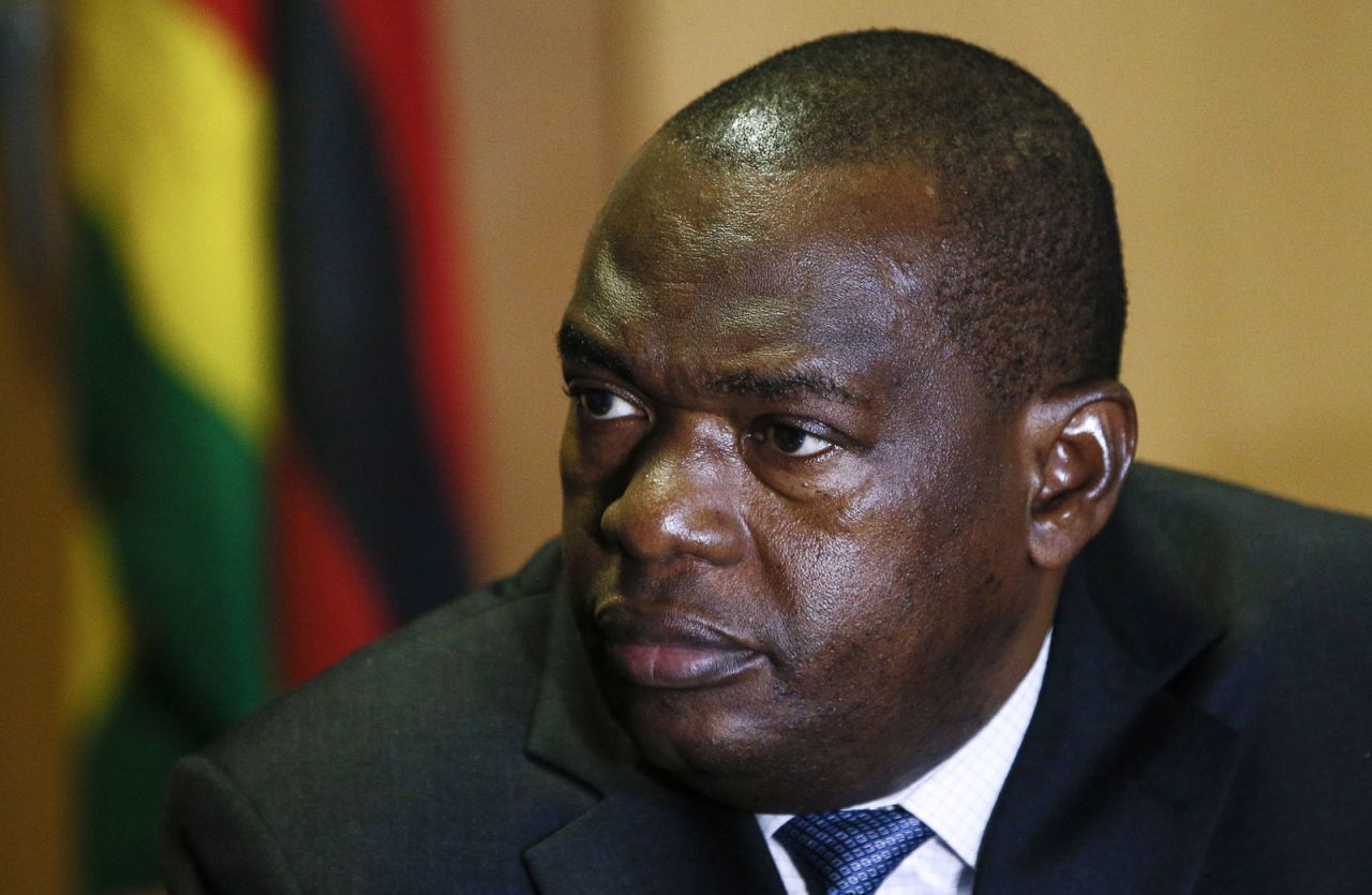 Zimbabwe's Minister of Foreign Affairs and International Trade Sibusiso Moyo looks on during a press conference on March 8, 2018.