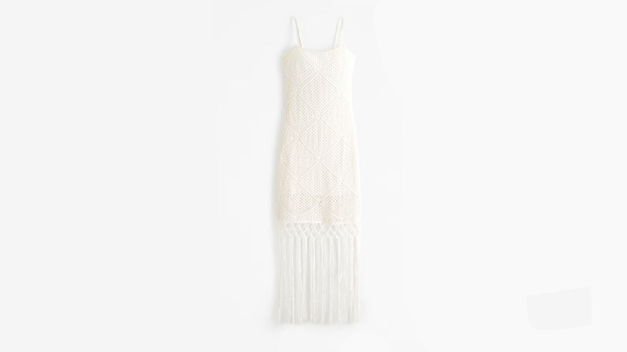 Abercrombie & Fitch Crochet-Style Fringe Mini Dress