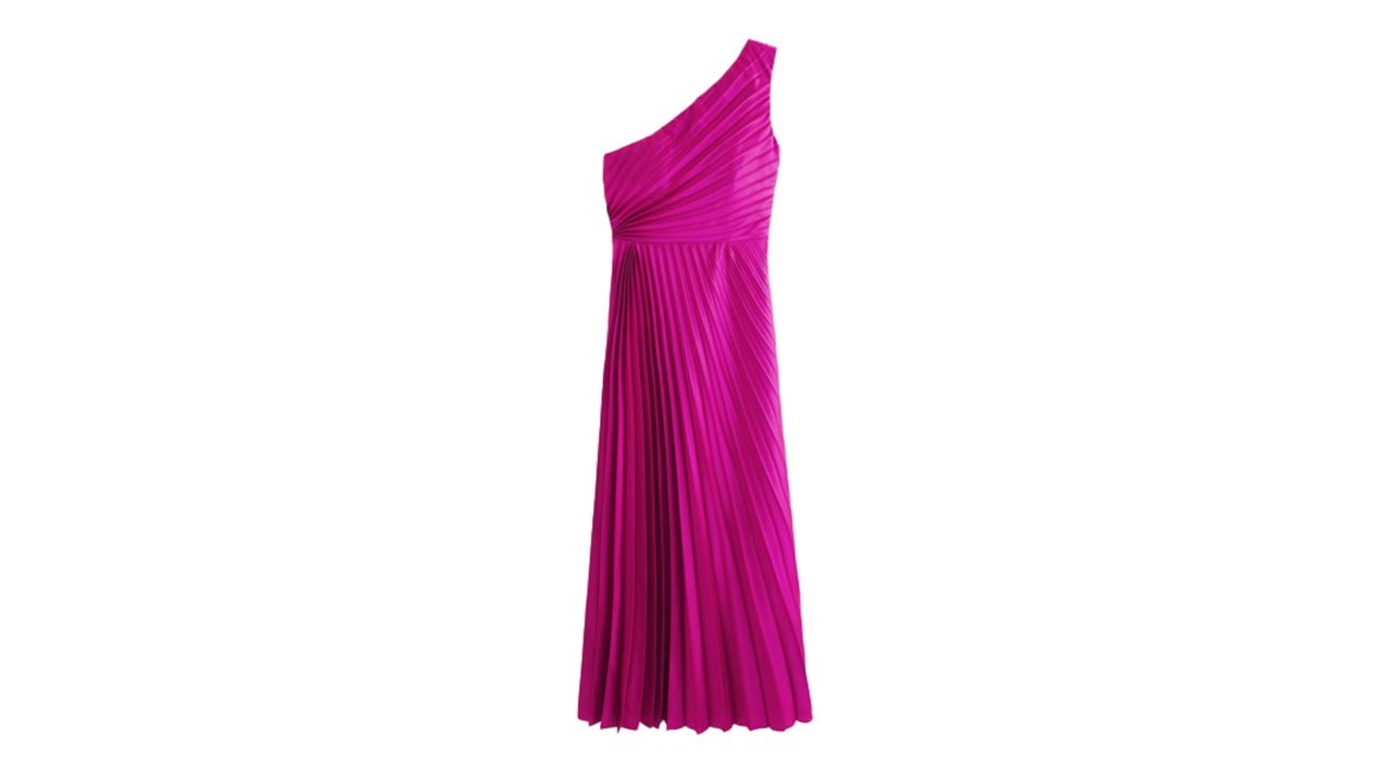 Abercrombie & Fitch Giselle Pleated One-Shoulder Maxi Dress