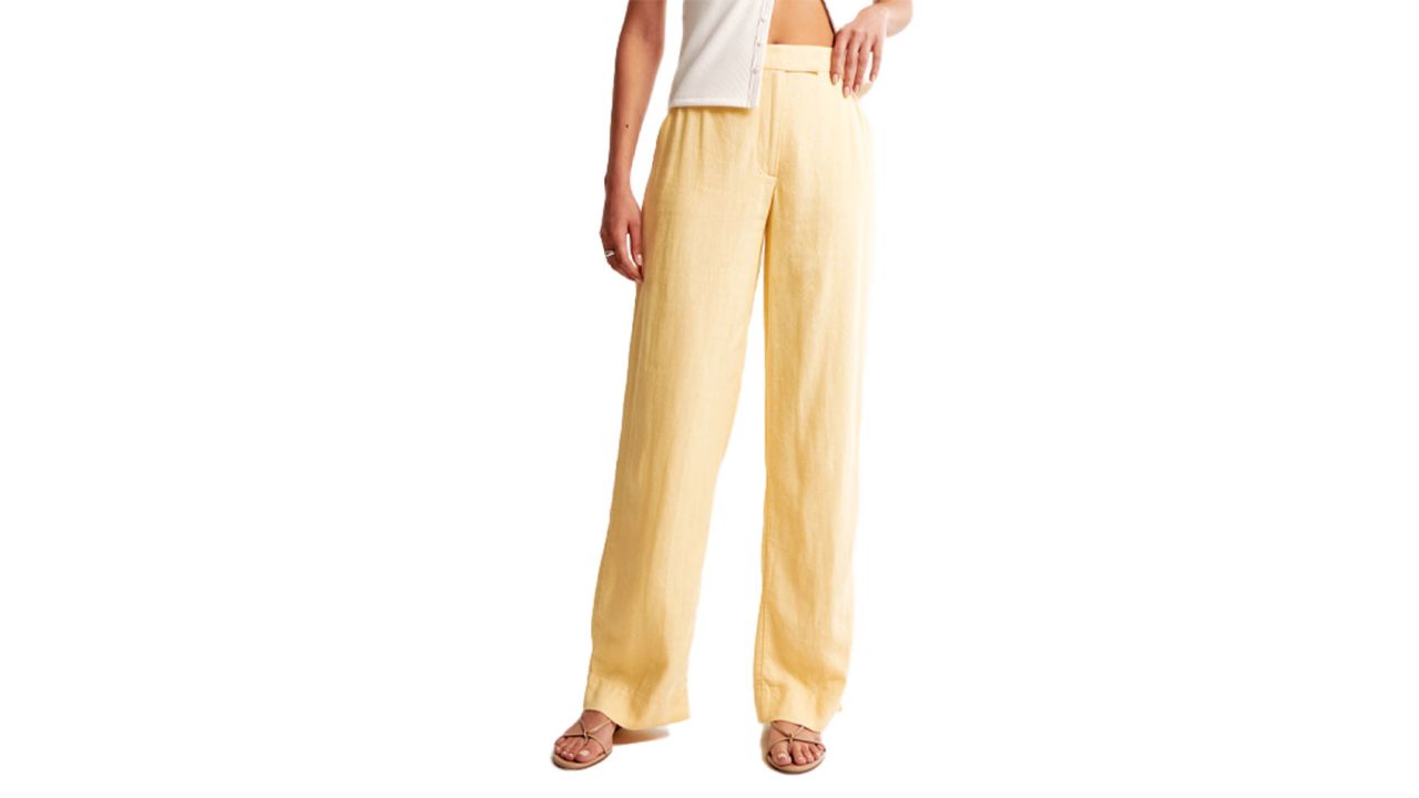 Abercrombie & Fitch Linen-Blend Tailored Straight Pant