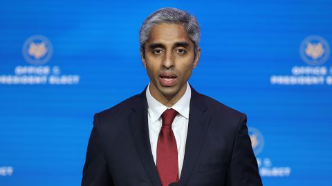 Dr. Vivek Murthy, President-elect Joe Biden’s pick to be US surgeon general, speaks during a news conference at the Queen Theater December 8 in Wilmington, Delaware. 