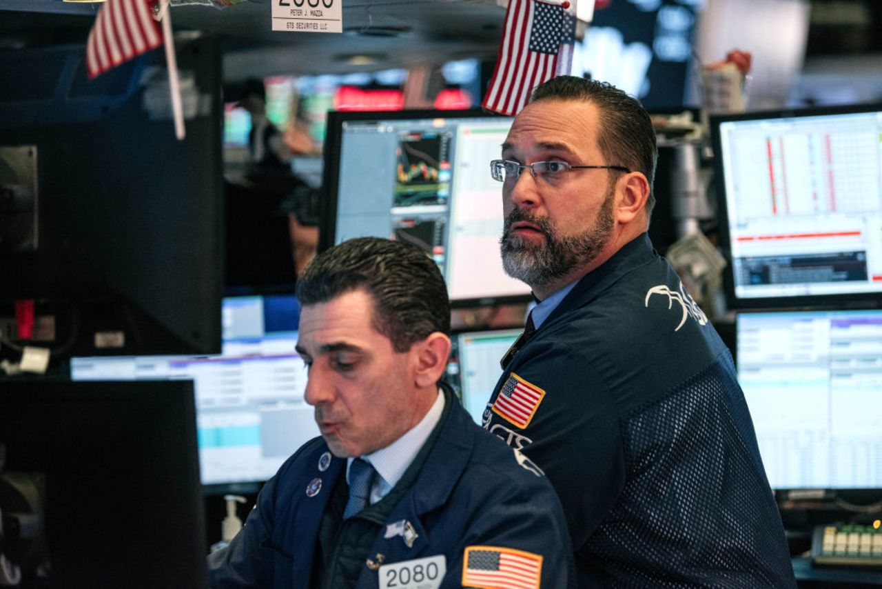 Traders work on the floor of the New York Stock Exchange on February 28, 2020 in New York City. 