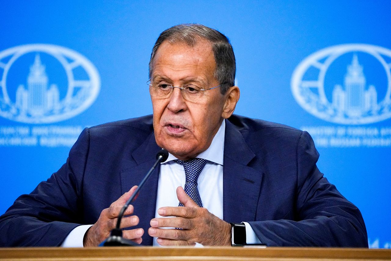 Russia's Foreign Minister Sergei?Lavrov?delivers his speech in Moscow on September 19.