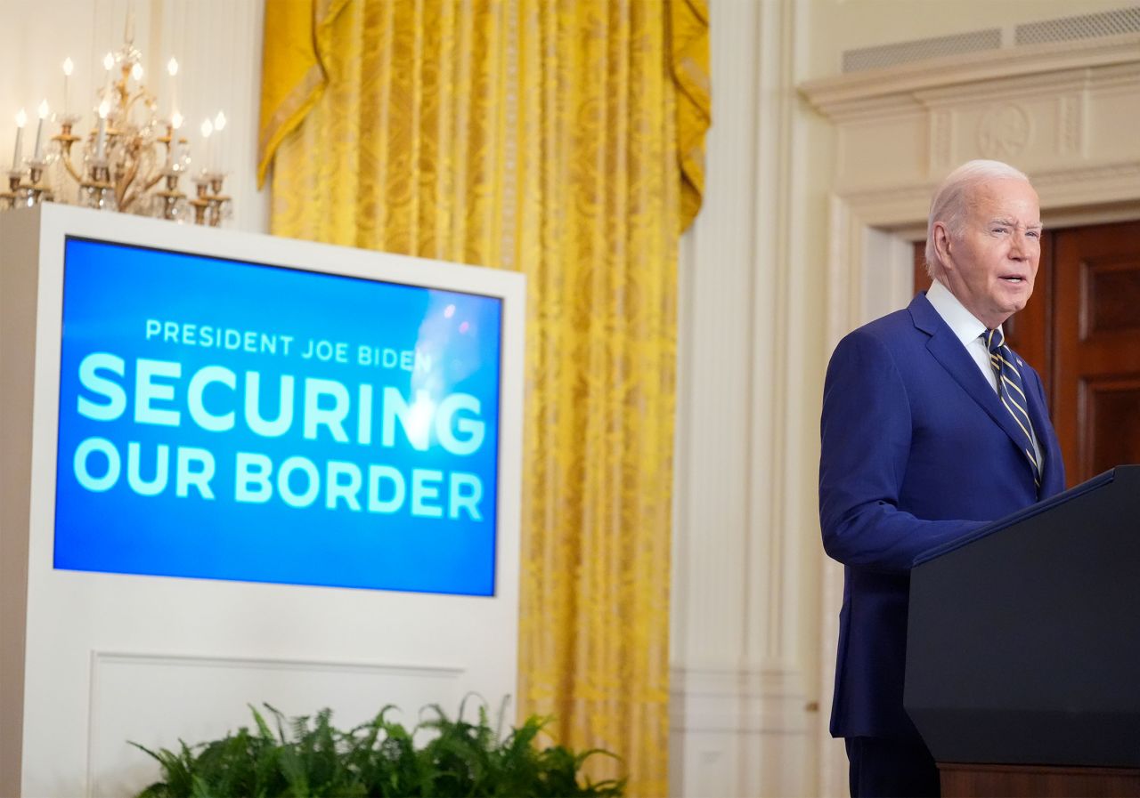 President Joe Biden speaks about an executive order in the East Room at the White House in Washington, DC, on Tuesday. 