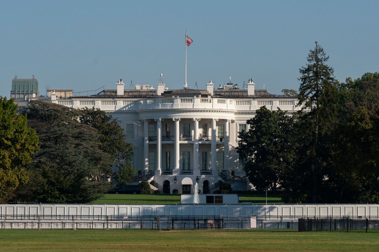 The White House is seen in Washington, DC, on October 7.