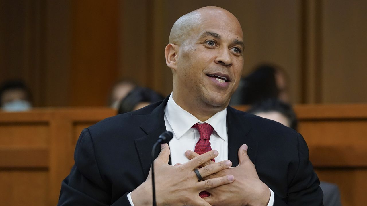 Sen. Cory Booker, speaks during a confirmation hearing for Supreme Court nominee?Ketanji Brown Jackson on Wednesday, March 23.