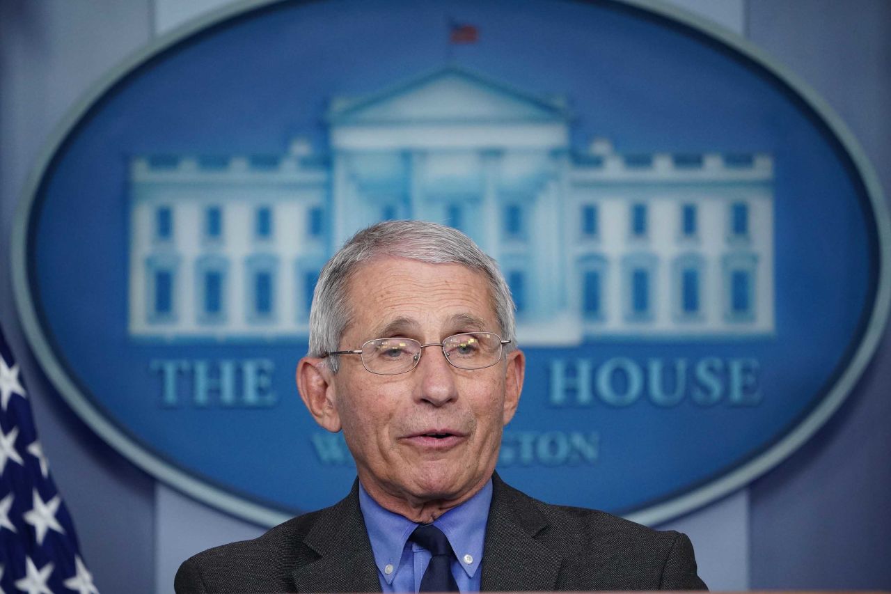 Director of the National Institute of Allergy and Infectious Diseases Anthony Fauci speaks during the daily briefing on the novel coronavirus at the White House on April 13.