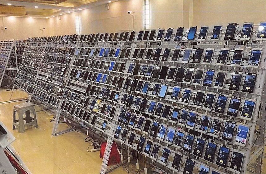 Phone farm in evidence in case of crypto 'pig farming.'