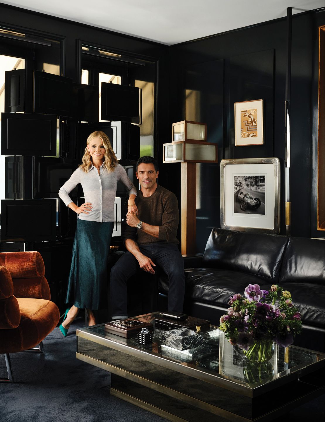 Ripa and Consuelos in the media-slash-cigar room. Consuelos joined Ripa as her morning talk show co-host in 2023.