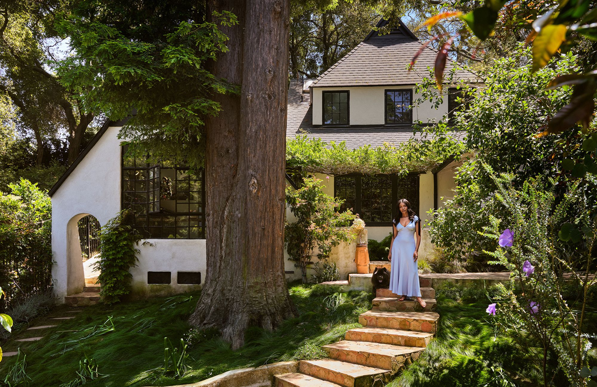 Designer and Brother Vellies founder Aurora James outside of her home in Laurel Canyon.