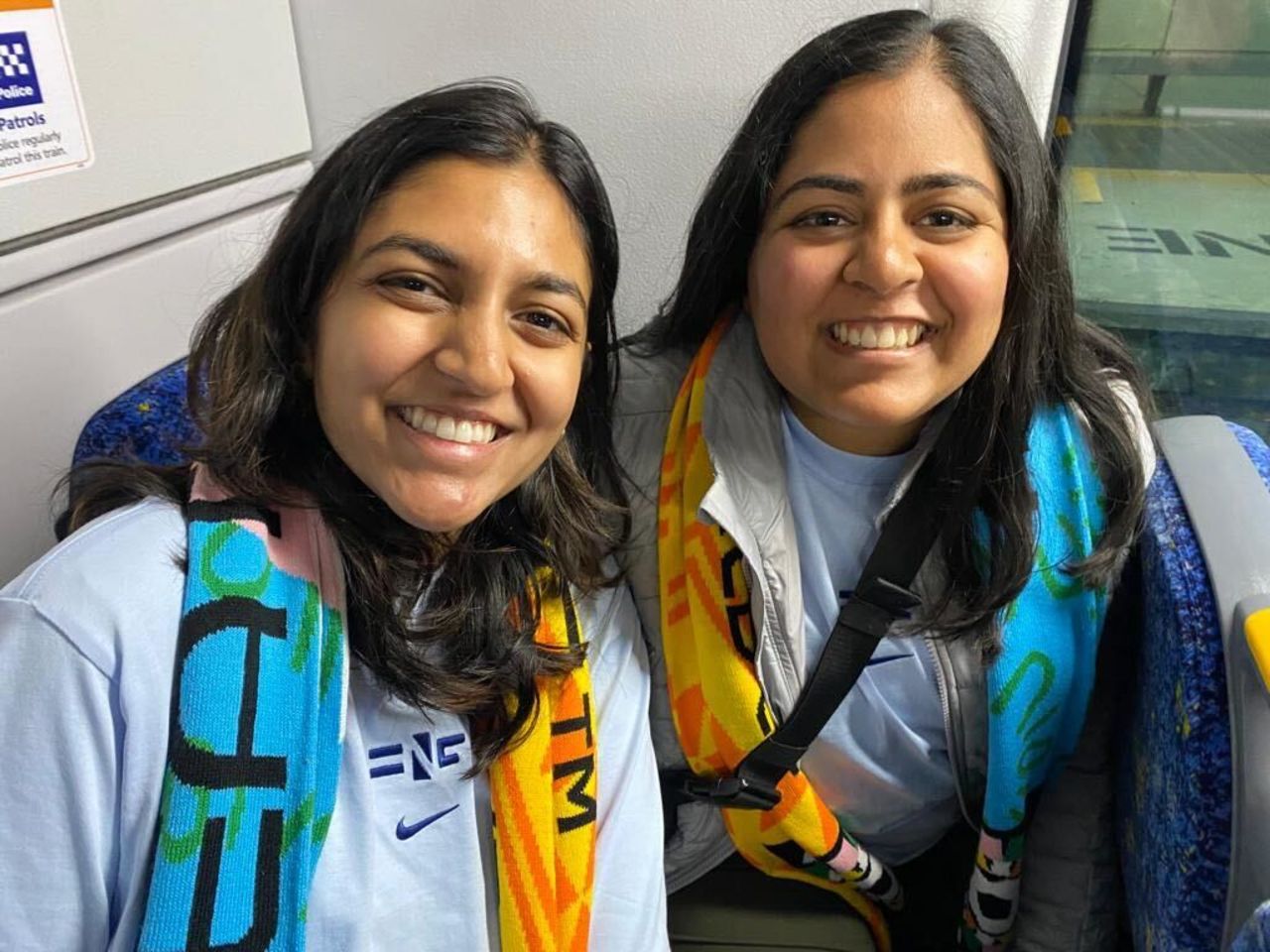 Sisters Avni and Simmi Nanduo grew up in Dallas, Texas, and flew over together with the intention of supporting the US but are supporting England for the final - something they never thought would happen.