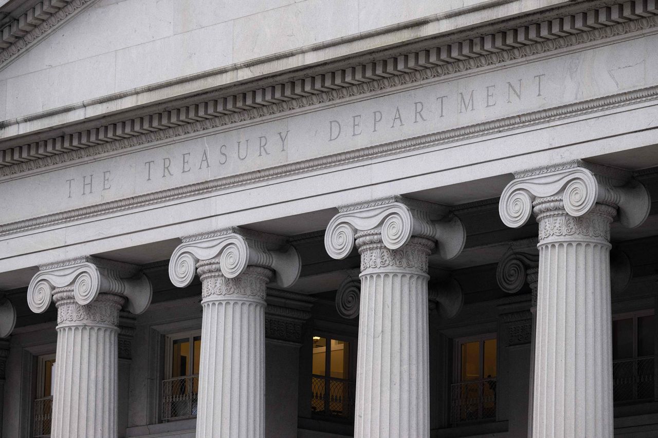 The US Treasury Department building is seen in Washington, DC, on January 19.