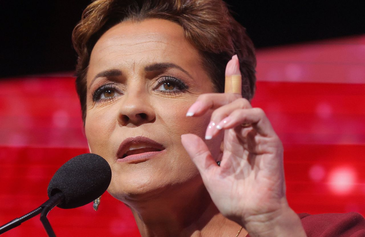 Republican nominee Kari Lake speaks at the Republican Party of Arizona's 2022 US midterm elections night rally in Scottsdale, Arizona on Tuesday.