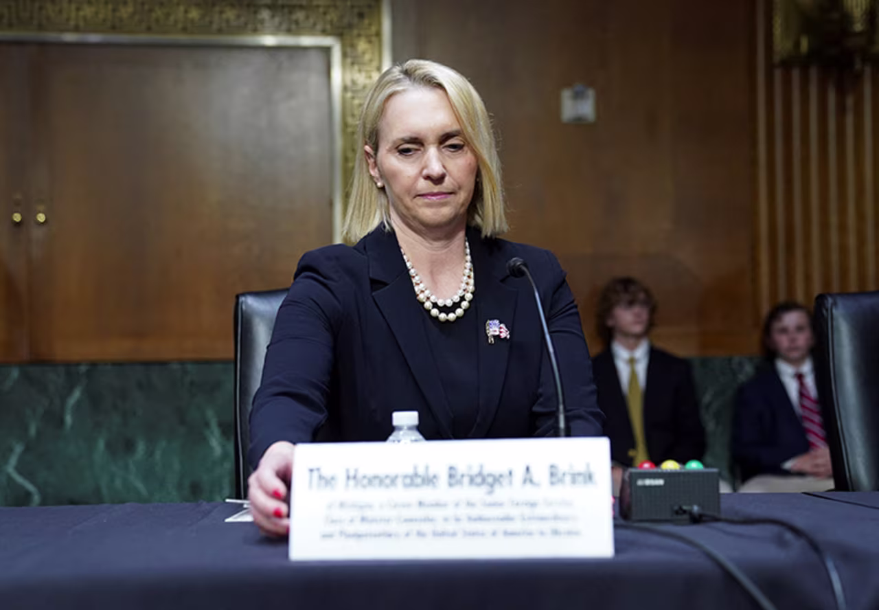 Bridget Brink, nominated to be U.S. ambassador to Ukraine, prepares to testify at her Senate Foreign Relations Committee confirmation hearing at the US Capitol in Washington, DC, on Tuesday, May 10